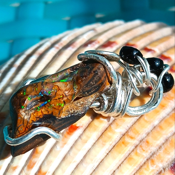 Australian Boulder Opal Pendant Sterling Silver - Picture 10 of 16